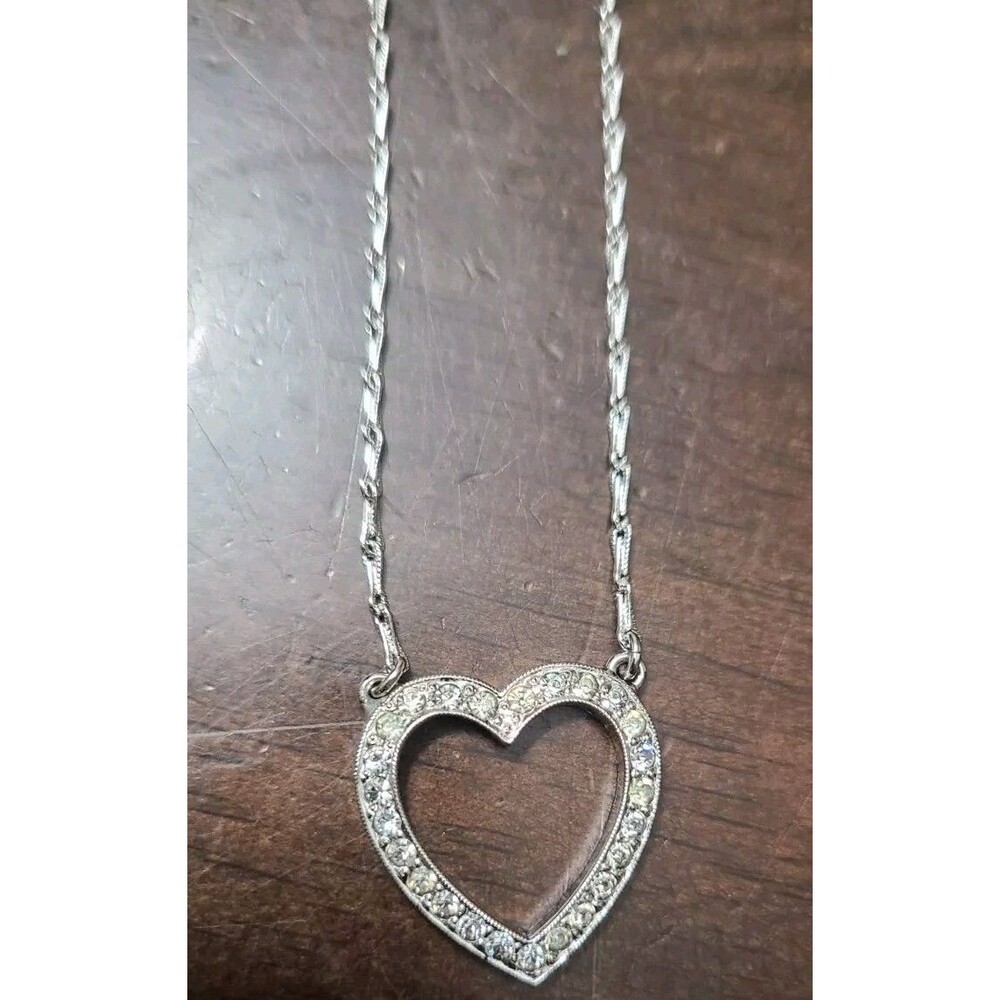 VINTAGE*OPEN HEART STERLING NECKLACE,C.1930'S